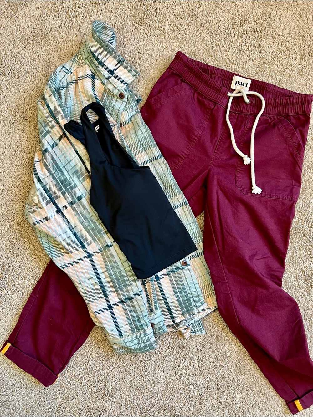 Pact Burgundy Drawstring Pants - Everyday Bottoms